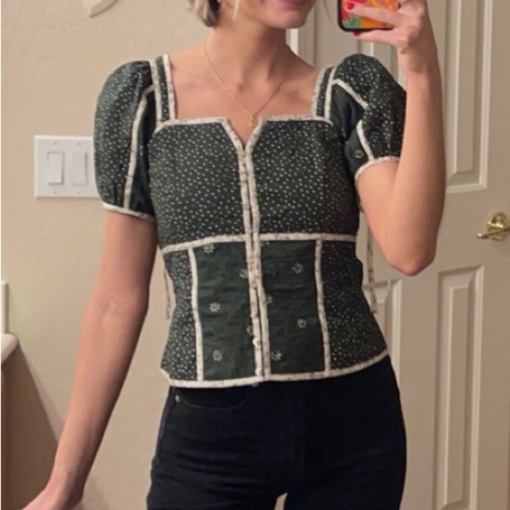 Madewell Patchwork Puff-Sleeve Top - image 5